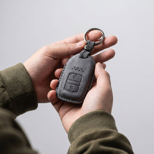 Alcantara Car Key Fob Cover for Honda Model B with Buckle - Space Grey