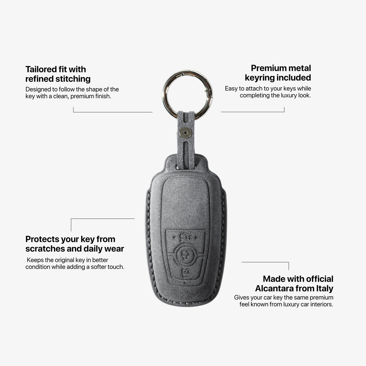 Alcantara Car Key Fob Cover for Ford Model A - Space Grey