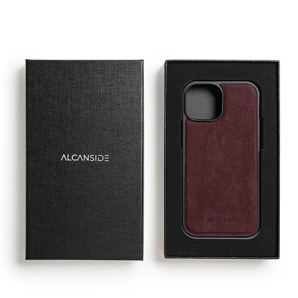 iphone 15 plus alcantara back cover - Wine Red