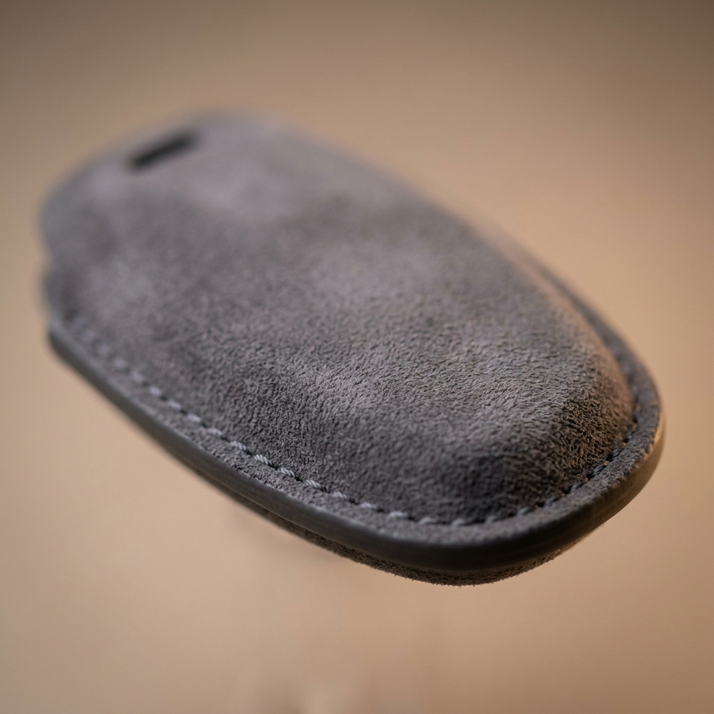 Alcantara Car Key Fob Cover for Nissan Model A with Buckle - Space Grey