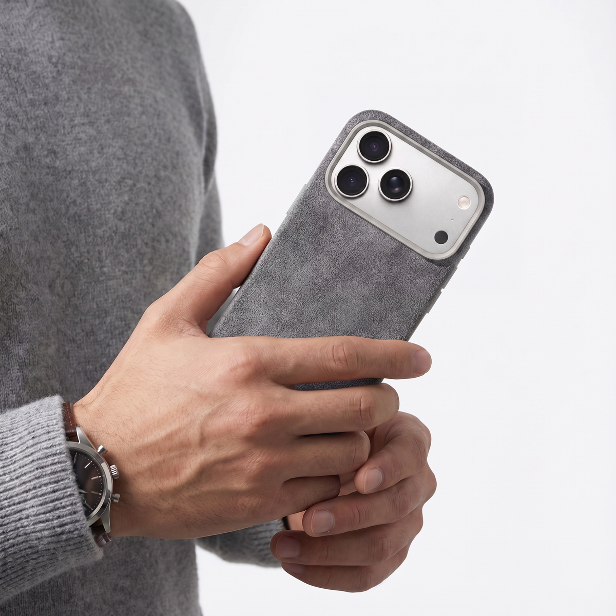 iphone alcantara case - Nardo Gray