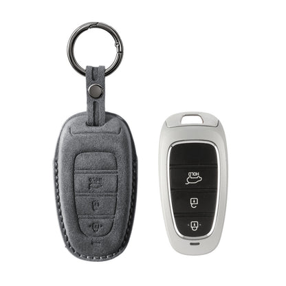Alcantara Car Key Fob Cover for Hyundai Model D - Space Grey
