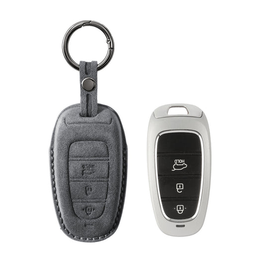 Alcantara Car Key Fob Cover for Hyundai Model D - Space Grey