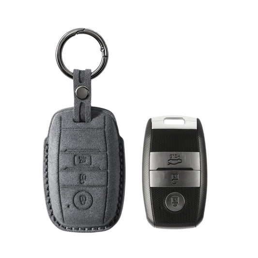 Alcantara Car Key Fob Cover for Kia Model A - Space Grey