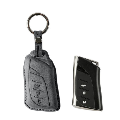 Alcantara Car Key Fob Cover for Lexus Model A with Buckle - Space Grey