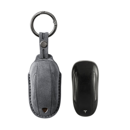Alcantara Car Key Fob Cover for Tesla Model B (X) - Space Grey