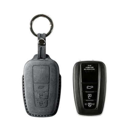 Alcantara Car Key Fob Cover for Toyota Model A with Buckle - Space Grey