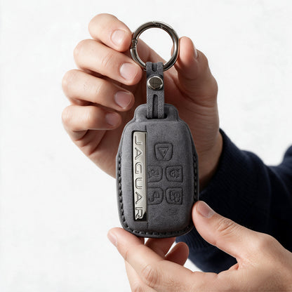 Alcantara Car Key Fob Cover for Jaguar Model A - Space Grey