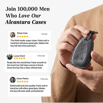 Alcantara Car Key Fob Cover for Chevrolet Model A - Space Grey