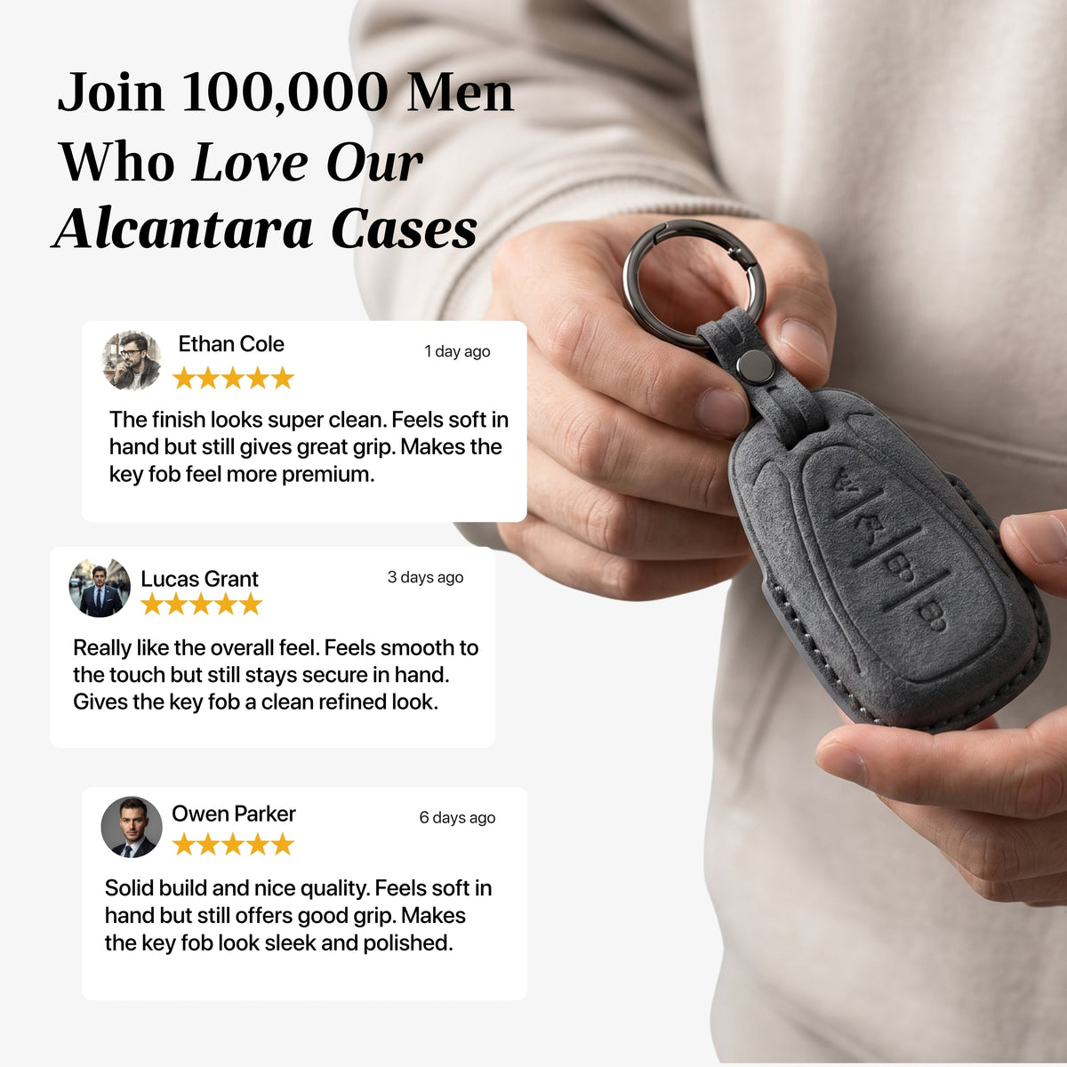 Alcantara Car Key Fob Cover for Chevrolet Model B - Space Grey