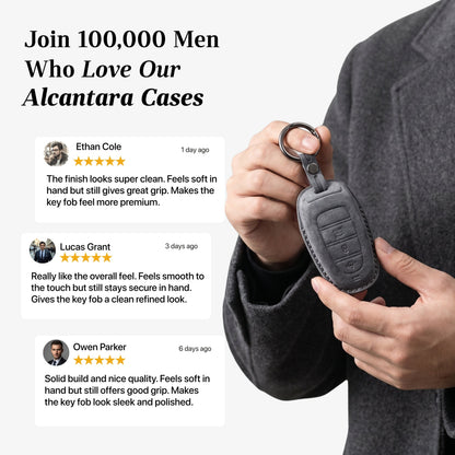 Alcantara Car Key Fob Cover for Hyundai Model D - Space Grey