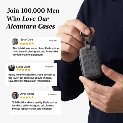 Alcantara Car Key Fob Cover for Land Rover Model B - Space Grey