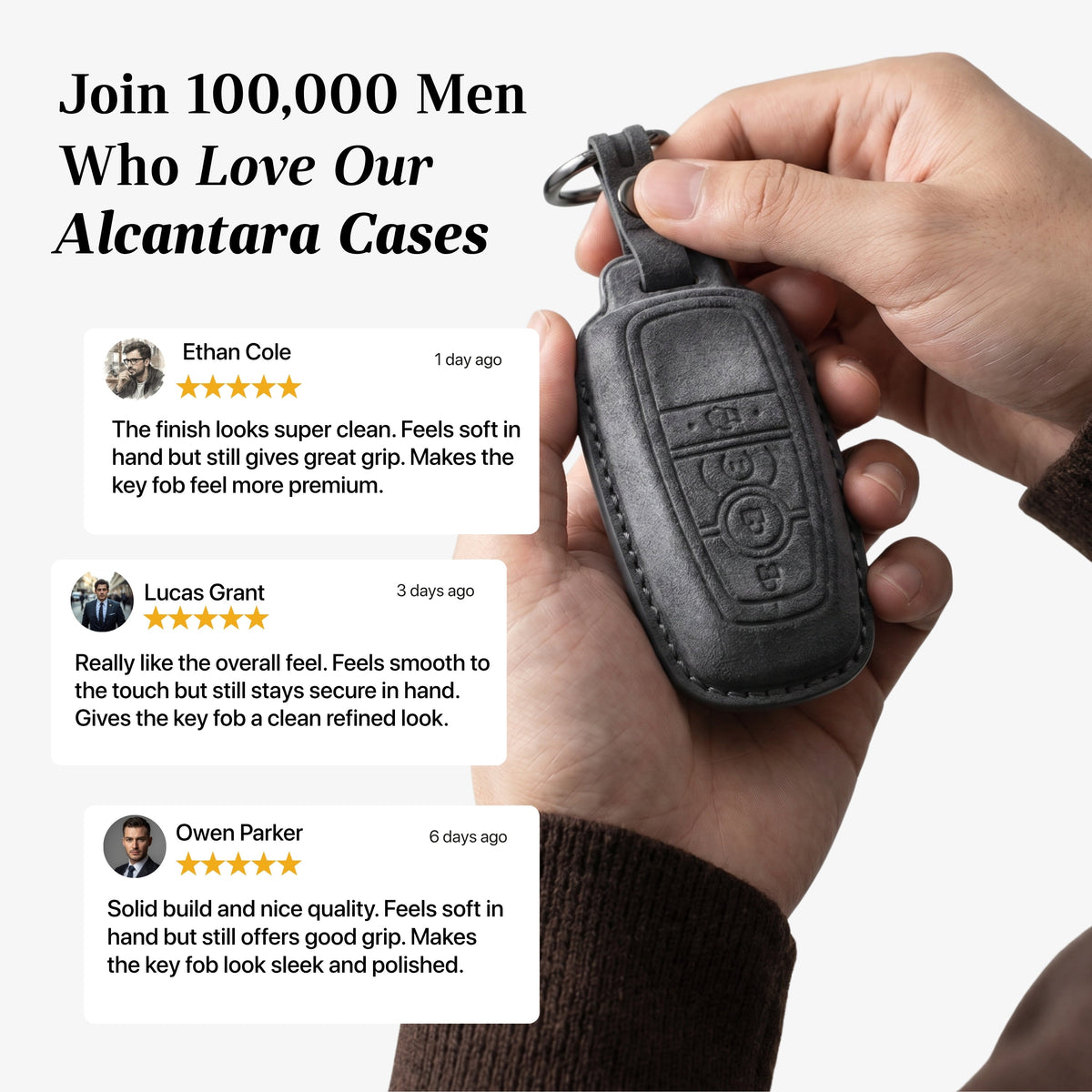 Alcantara Car Key Fob Cover for Lincoln Model A - Space Grey