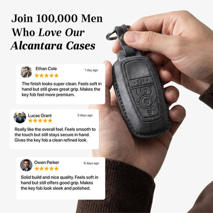 Alcantara Car Key Fob Cover for Lincoln Model A - Space Grey