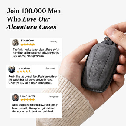Alcantara Car Key Fob Cover for Toyota Model A with Buckle - Space Grey
