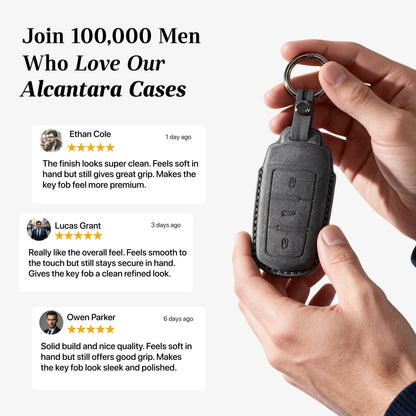 Alcantara Car Key Fob Cover for Volkswagen | Model J with Buckle - Space Grey