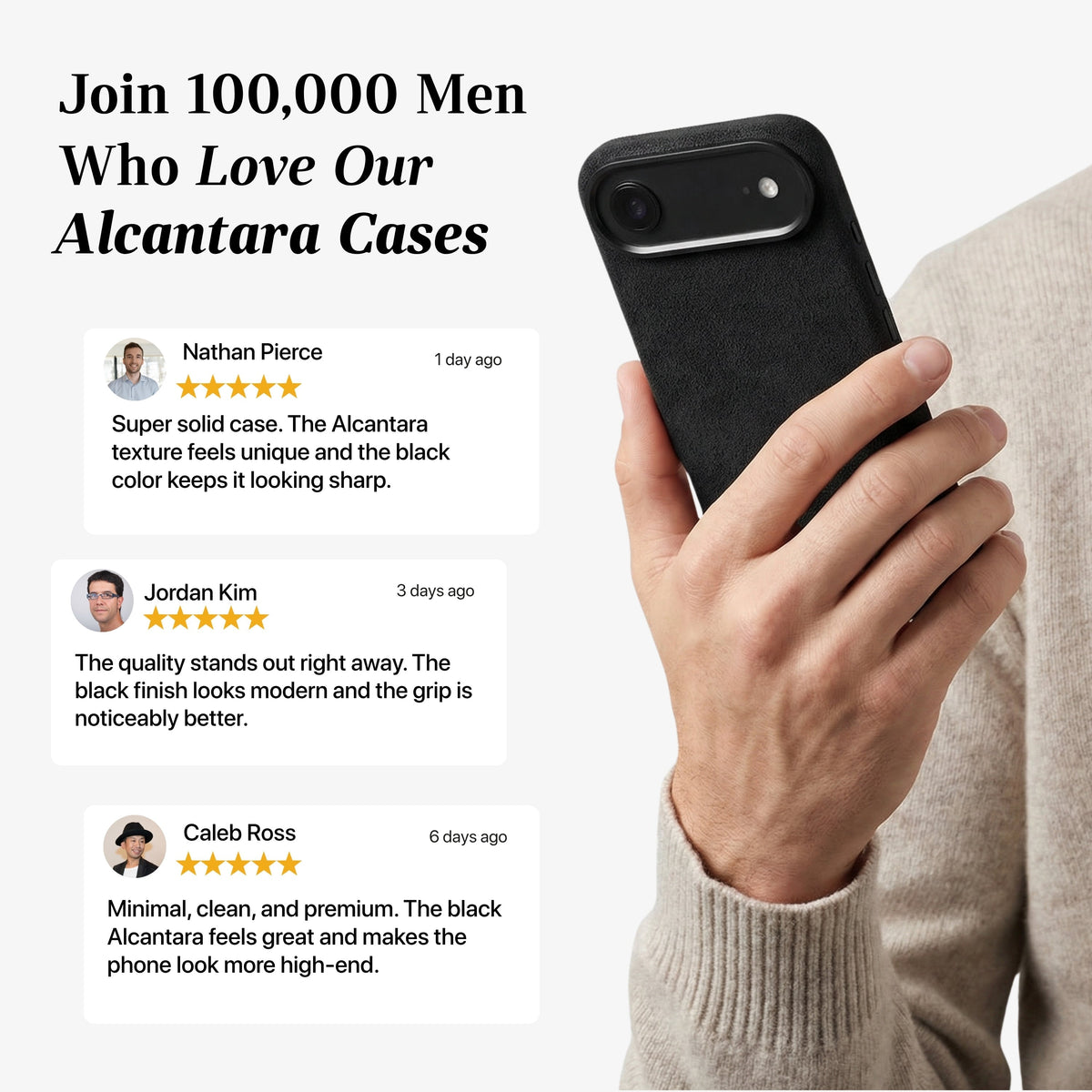 iphone alcantara case - Deep Black