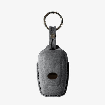 Alcantara Car Key Fob Cover for Toyota Model A with Buckle - Space Grey