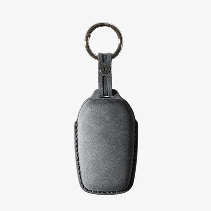 Alcantara Car Key Fob Cover for Toyota Model C with Buckle - Space Grey