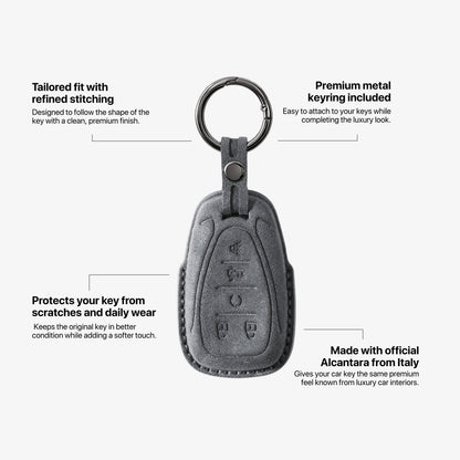 Alcantara Car Key Fob Cover for Chevrolet Model A - Space Grey