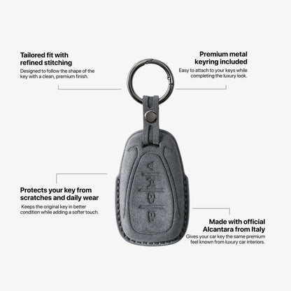 Alcantara Car Key Fob Cover for Chevrolet Model B - Space Grey