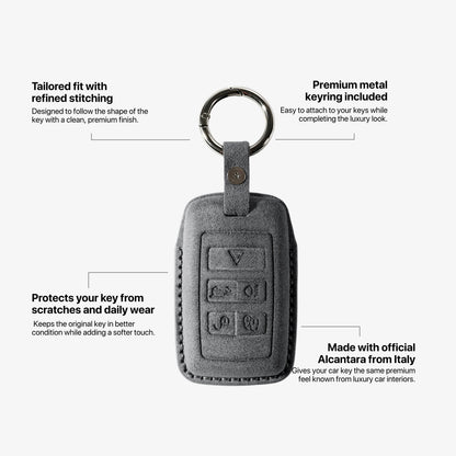 Alcantara Car Key Fob Cover for Jaguar Model B - Space Grey