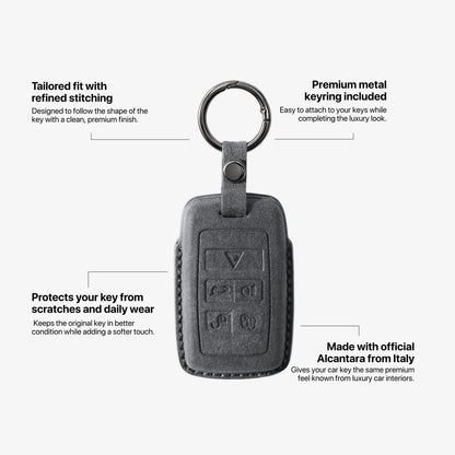 Alcantara Car Key Fob Cover for Land Rover Model B - Space Grey