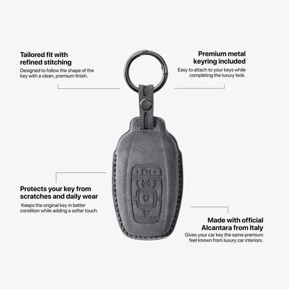 Alcantara Car Key Fob Cover for Lincoln Model B - Space Grey