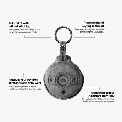 Alcantara Car Key Fob Cover for Smart Model A - Space Grey