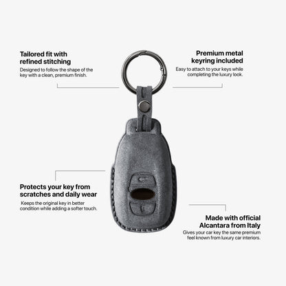 Alcantara Car Key Fob Cover for Subaru Model A - Space Grey