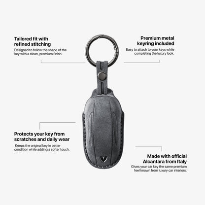 Alcantara Car Key Fob Cover for Tesla Model B (X) - Space Grey
