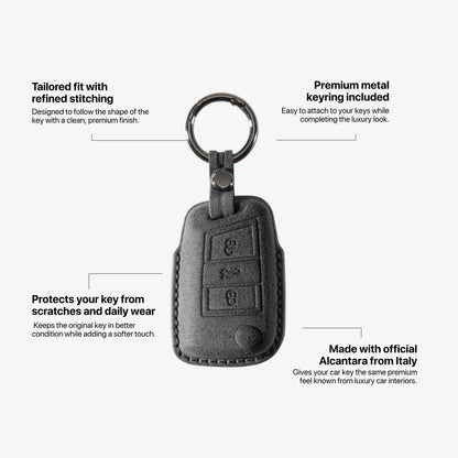 Alcantara Car Key Fob Cover for Volkswagen | Model F with Buckle - Space Grey