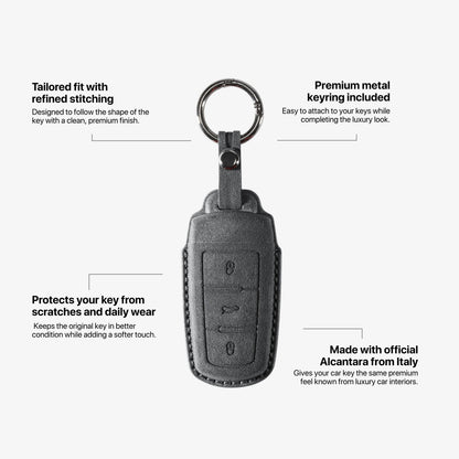 Alcantara Car Key Fob Cover for Volkswagen | Model J with Buckle - Space Grey