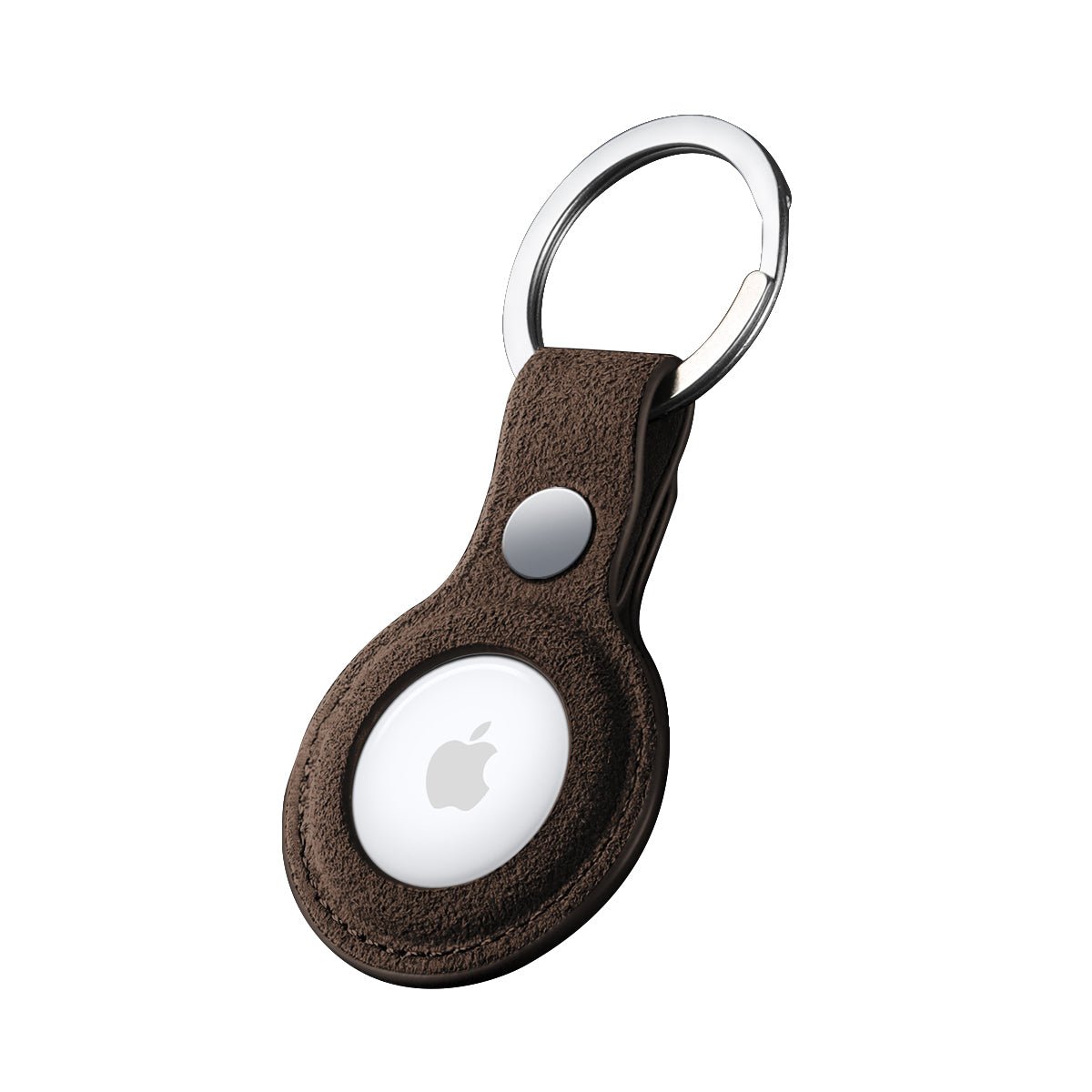 Alcantara AirTag Key Ring - Chocolate Brown