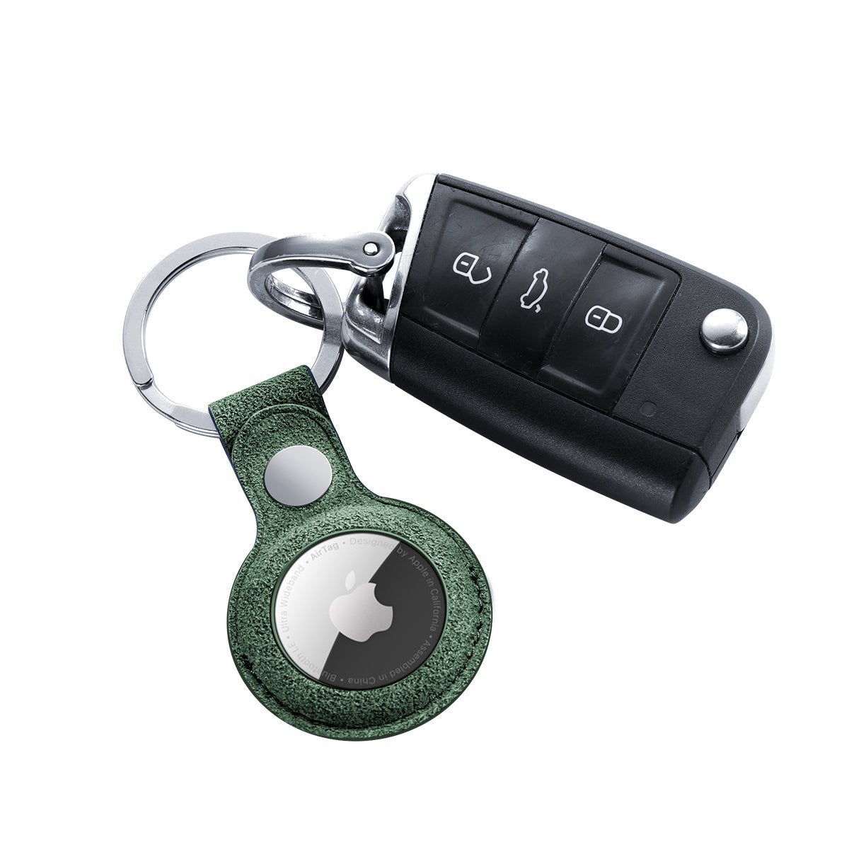 Alcantara AirTag Key Ring - Midnight Green