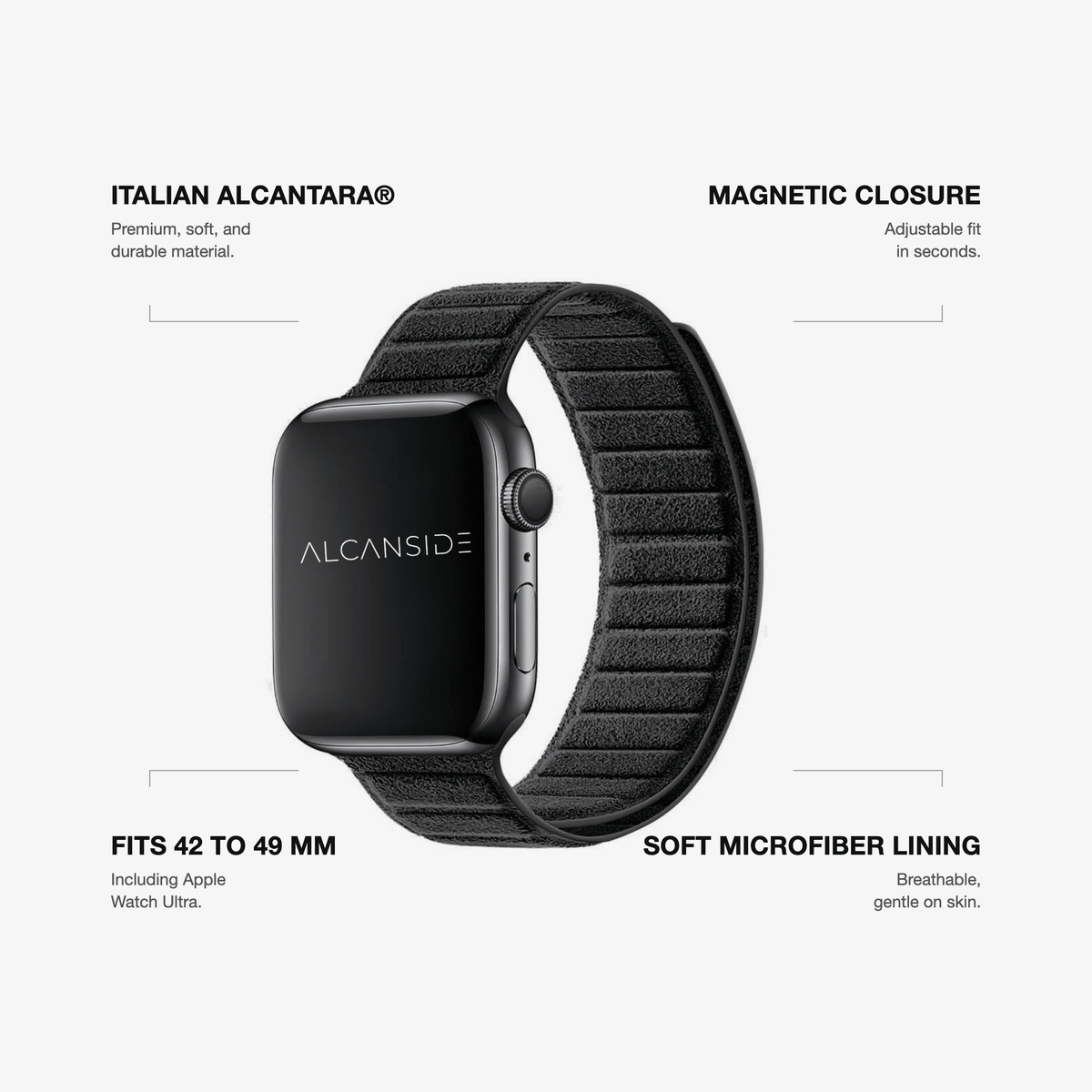 alcantara apple watch band - Deep Black