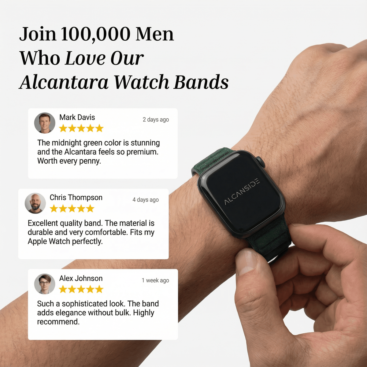 alcantara apple watch band - Midnight Green