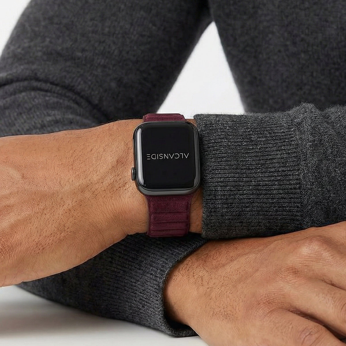 alcantara apple watch band - Wine Red