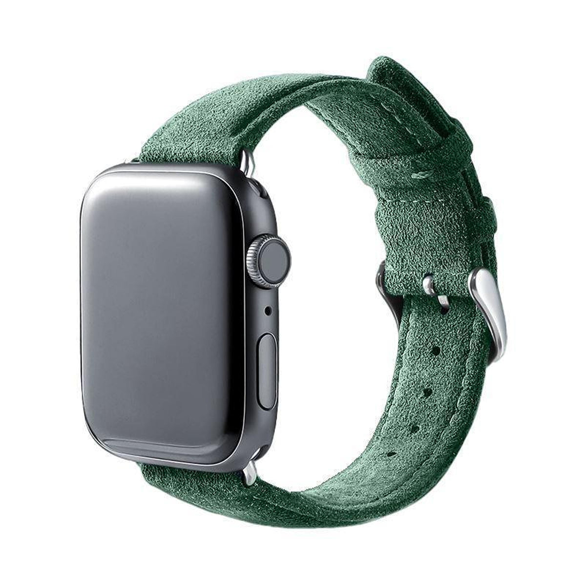alcantara apple watch band with buckle - Midnight Green