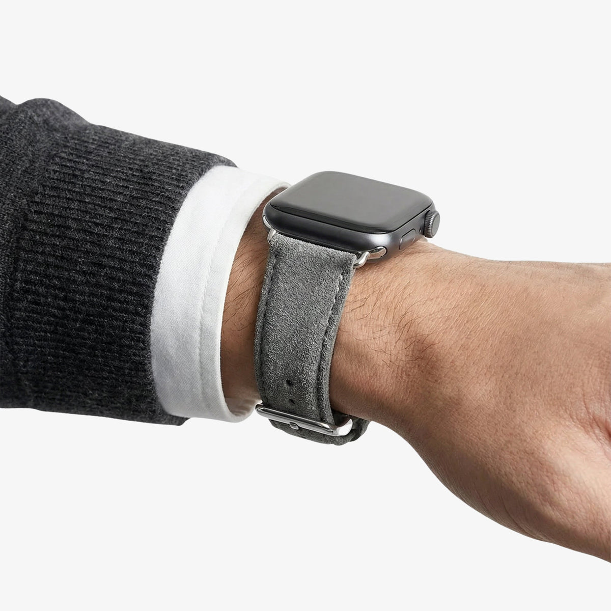 alcantara apple watch band with buckle - Nardo Gray
