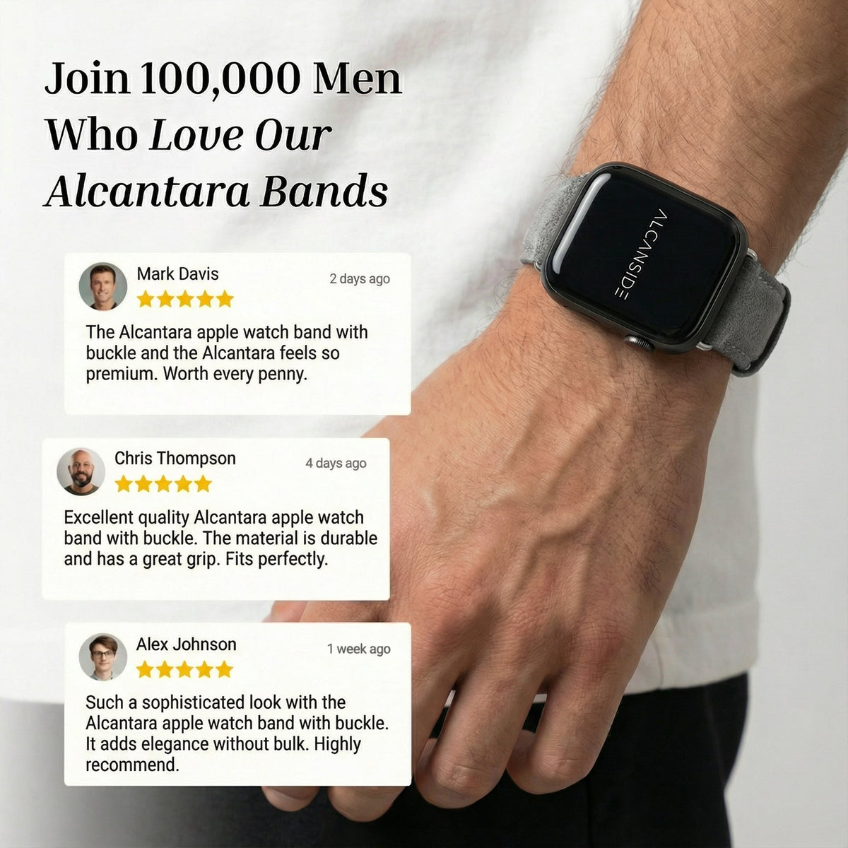 alcantara apple watch band with buckle - Nardo Gray