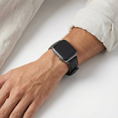 alcantara apple watch band with buckle - Space Grey With Red Stitching