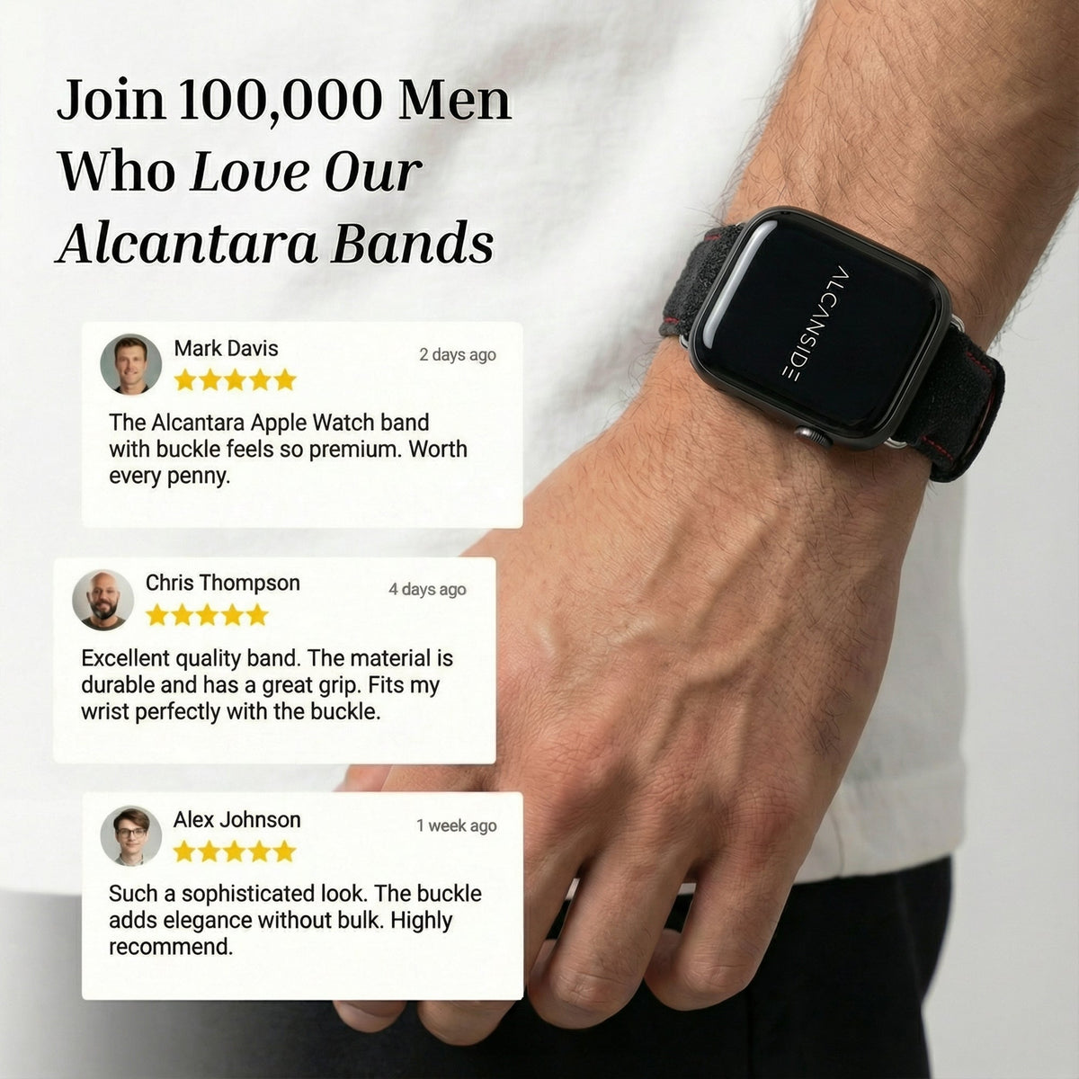 alcantara apple watch band with buckle - Space Grey With Red Stitching