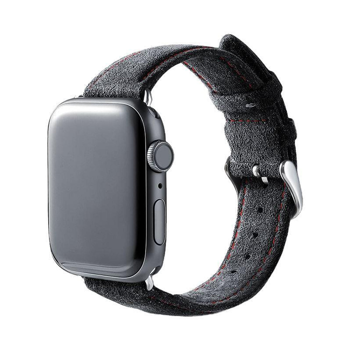 alcantara apple watch band with buckle - Space Grey With Red Stitching