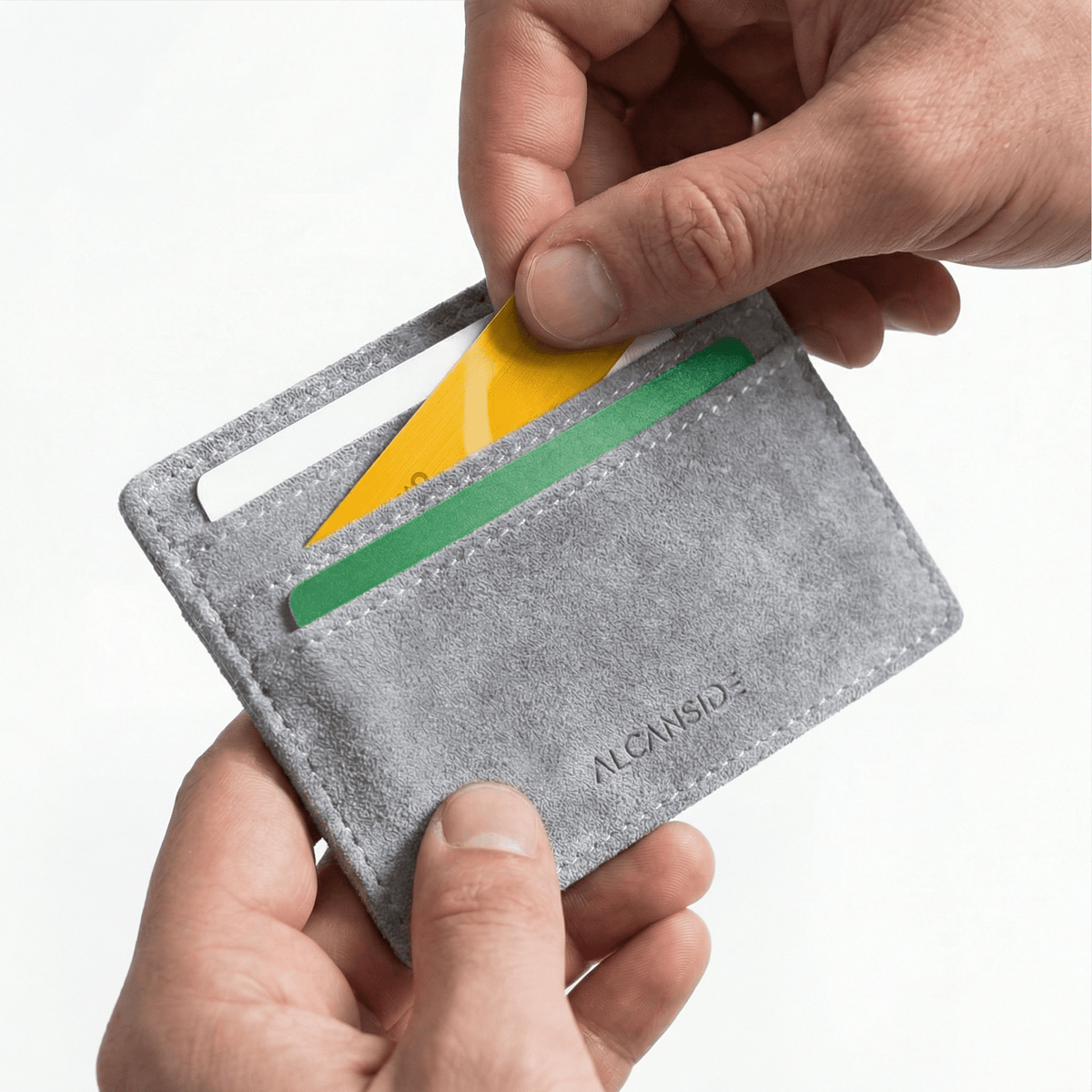 Alcantara Card Wallet - Nardo Gray