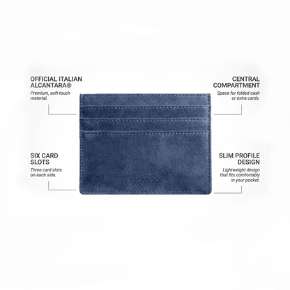 Alcantara Card Wallet - Ocean Blue