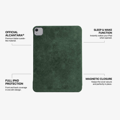 Alcantara iPad Cover - For iPad Air 11 inch (2024/2026) - Midnight Green