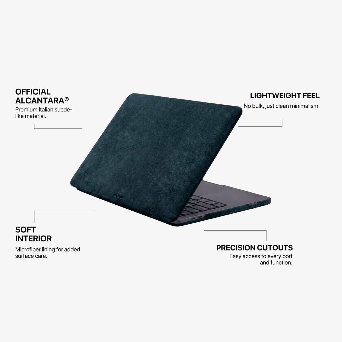 Alcantara MacBook Air Cover - For 13.6 inch (2022 M2 - 2025 M4) - Navy Blue