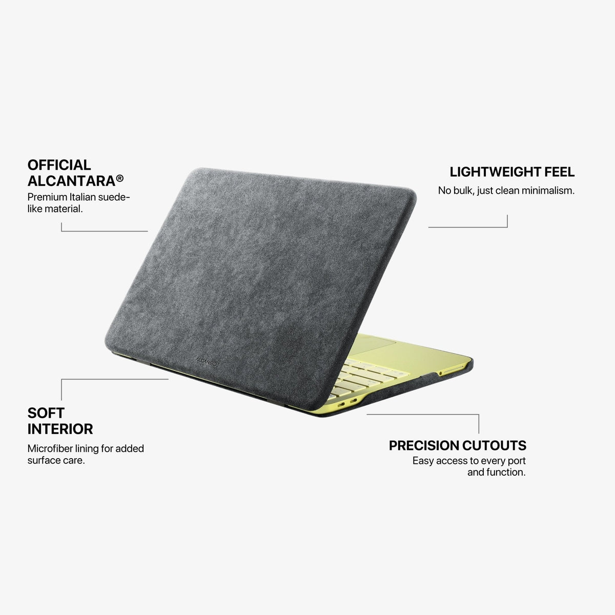 Alcantara MacBook Neo Cover - For 13 inch (2026) - Nardo Gray