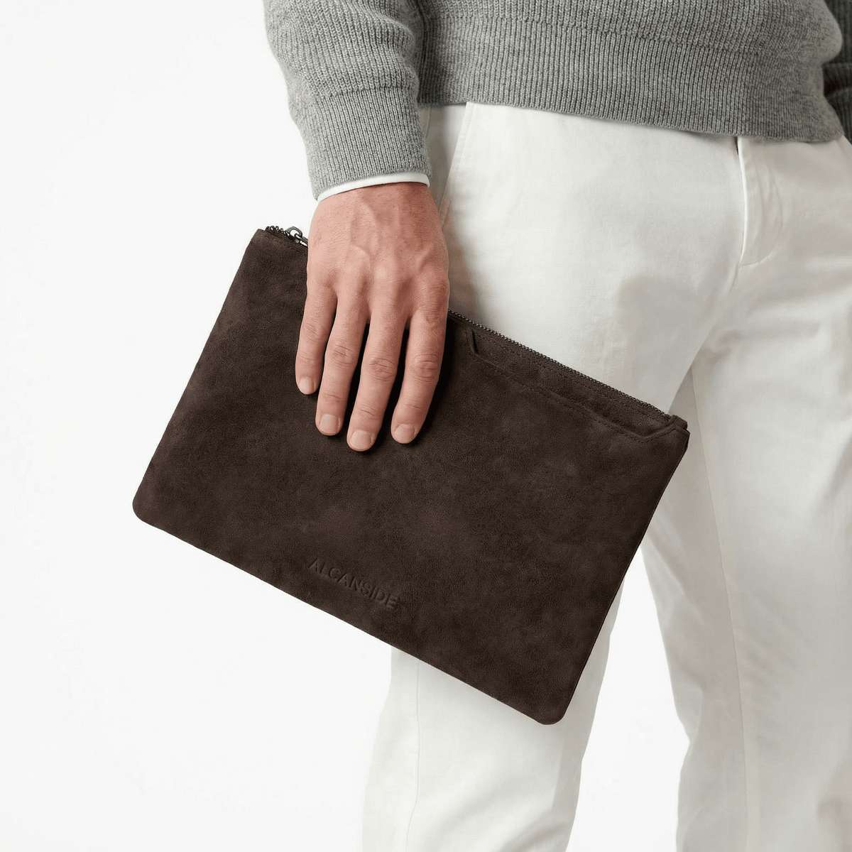 Alcantara Pouch - Chocolate Brown